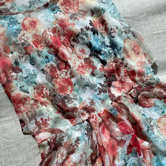 Forever 21 Pink Floral Asymmetrical Sleeveless Dress Small - Picture 8 of 11